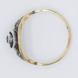 Anello antico in oro giallo 18K e argento con diamanti di taglio rosetta, primi del ‘900