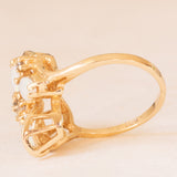 Anello vintage a forma di farfalla in oro giallo 14K con con opali (0.60ctw ca.) e diamanti, anni ‘70
