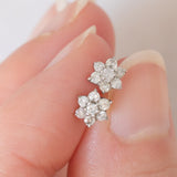 Orecchini a margherita in oro bianco 14K con diamanti di taglio brillante (0.30ctw), anni ‘80/‘90