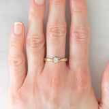 Solitario vintage in oro giallo 14K con diamante di taglio brillante (0.25ct ca.), anni ‘40/‘50