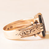 Anello vintage in oro giallo 14K con corniola incisa con profilo di soldato romano, anni ‘50/‘60