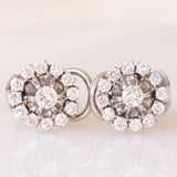 Orecchini a margherita vintage in oro bianco 18K con diamanti di taglio brillante (1ctw ca.), anni ‘60/‘70