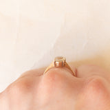 Solitario vintage in oro giallo 9K con quarzo citrino (1ct ca.), anno 1981