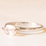 Solitario vintage in oro bianco 9K con morganite rosa chiaro (0.60ct ca.)