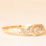 Anello vintage in oro giallo 9K con diamanti (0.10ctw ca.), anno 1995