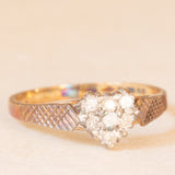 Anello in oro giallo 9K con decorazione a cuore in oro bianco 9K con diamanti (0.14ctw ca.), anno 1986