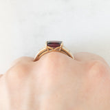 Anello vintage in oro giallo 8K con rodolite e diamanti, anni ‘80