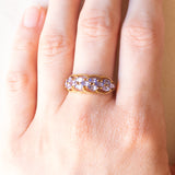 Anello vintage in oro giallo 9K con tanzaniti (0.75ctw ca.), anni ‘70/‘80