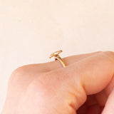 Anello vintage a forma di stella in oro giallo 9K con spinelli sintetici verdi (0.10ctw ca.), anno 2005