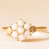 Anello a fiore vintage in oro giallo 9K con opali (0.35ctw ca.), anno 1979