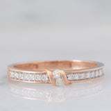 Anello vintage in oro rosa 9K con diamanti (0.20ctw ca.), anni ‘80