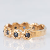 Mezzo eternity vintage in oro giallo 9K con zaffiri (0.36ctw ca.), anno 1983