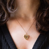 Ciondolo portafoto vintage con lamina in oro giallo 9K su metallo, anni ‘50/‘60