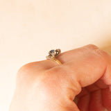 💙⚜️ Anello Art Nouveau contrarier + trilogy in oro giallo 14K con pasta di vetro blu e diamanti di taglio vecchia miniera (0.35ctw ca.), anni ‘10