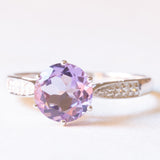 Anello vintage in oro bianco 9K con ametista (1.50ct ca.) e diamanti (0.04ctw ca.)