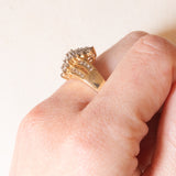 Anello vintage in oro giallo e bianco 14K con diamanti di taglio brillante (1ctw ca.), anni ‘70