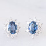 Orecchini a margherita vintage in platino con zaffiri (2.16ct) e diamanti (0.88ctw), anni ‘80