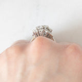Anello vintage in oro bianco 14K con diamanti di taglio brillante (1ctw ca.), anni ‘70/‘80