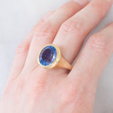 Anello da cocktail vintage in oro giallo 9K con fluorite (9ct ca.), anni ‘70/‘80