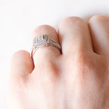 Anello vintage in oro bianco 9K con diamanti (0.50ctw ca.), anni ‘80/‘90