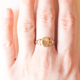 Anello vintage da sigillo in oro giallo 9K, anno 1974