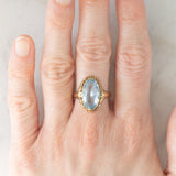 Anello da cocktail vintage in oro giallo 14K con topazio azzurro (4.50ct ca.), anni ‘50/‘60