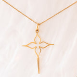 Collana francese vintage con catenina in oro giallo 18K e con tre ciondolo in oro giallo 18K