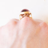 Anello da cocktail vintage in oro giallo 18K con tormalina rosa (12ct ca.), anni ‘60/‘70