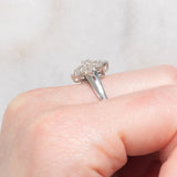 Anello a fiocco di neve in platino con diamanti di taglio brillante (0.50ctw), anni ‘70/‘80