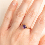 Solitario vintage in oro giallo 9K con ametista (0.60ct ca.), anni ‘60/‘70