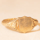 Anello da sigillo vintage in oro giallo 9K, anno 1992