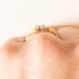 Toi et Moi vintage in oro giallo e bianco 18K con diamanti di taglio vecchia Europa (0.06ctw ca.), anni ‘60