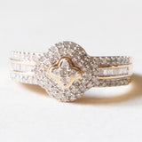 Anello vintage in oro giallo e bianco 14K con diamanti (0.51ctw ca.), anni ‘80