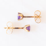 Orecchini punto luce vintage in oro giallo 9K con ametiste (0.40ctw ca.)