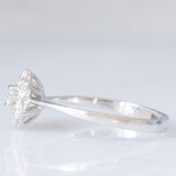 Anello a margherita vintage in oro bianco 14K con diamanti di taglio brillante (0.55ctw ca.), anni ‘80