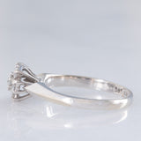Anello a margherita vintage in oro bianco 14K con diamanti di taglio brillante (0.45ctw ca.)