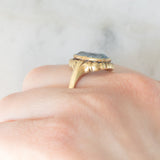 Anello da cocktail vintage in oro giallo 14K con topazio azzurro (4.50ct ca.), anni ‘50/‘60