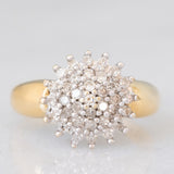 Anello vintage a fiore e a fascia con diamanti (0.52ctw ca.), anni ‘60/‘70