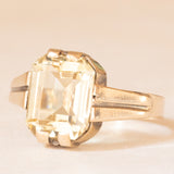 Anello vintage in stile Art Déco in oro giallo 8K con quarzo citrino (2.50ct ca.), anni ‘50