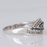 Anello vintage in oro bianco 9K con diamanti bianchi e diamanti neri (0.25ctw ca.)