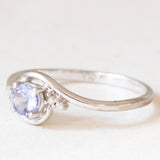 Anello vintage in oro bianco 9K con tanzanite (0.20ct ca.) e diamanti, anni ‘90