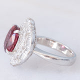Anello vintage in platino con tormalina (3.50ct) e diamanti (1.22ctw), anni ‘80