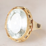 Anello da cocktail vintage in oro giallo 14K con acquamarina (5ct ca.), anni ‘60