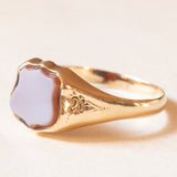 Anello da sigillo antico in oro giallo 9K con agata, primi del ‘900