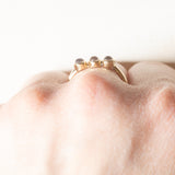 Trilogy vintage in oro giallo 14K con pietre di luna (0.40ctw ca.), anni ‘60/‘70