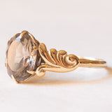 Anello vintage in oro giallo 9K con quarzo fumé (1.90ct ca.), anno 1979