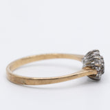 Anello vintage a fiore in oro giallo 9K con diamanti (0.15ctw ca.)