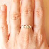 Trilogy vintage in oro giallo 10K con tormaline azzurre (1ctw ca.) e diamanti (0.03ctw ca.)