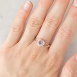 Anello vintage in oro giallo e bianco 9K con ametista di taglio a cuore (0.22ct ca.) e diamante, anni ‘90