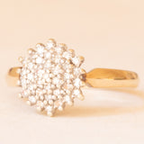 Anello a fiore vintage in oro giallo e bianco 9K con diamanti (0.18ctw ca.), anno 1994